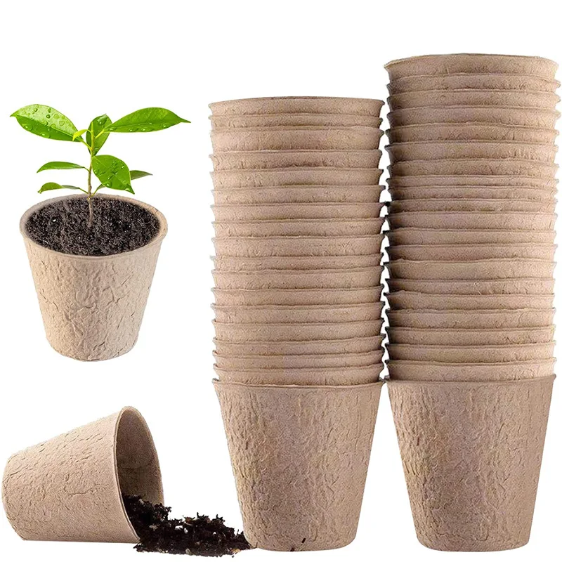 Peat Pellet Tray - 50개입, 정원용 둥근 모양의 피트 화분,