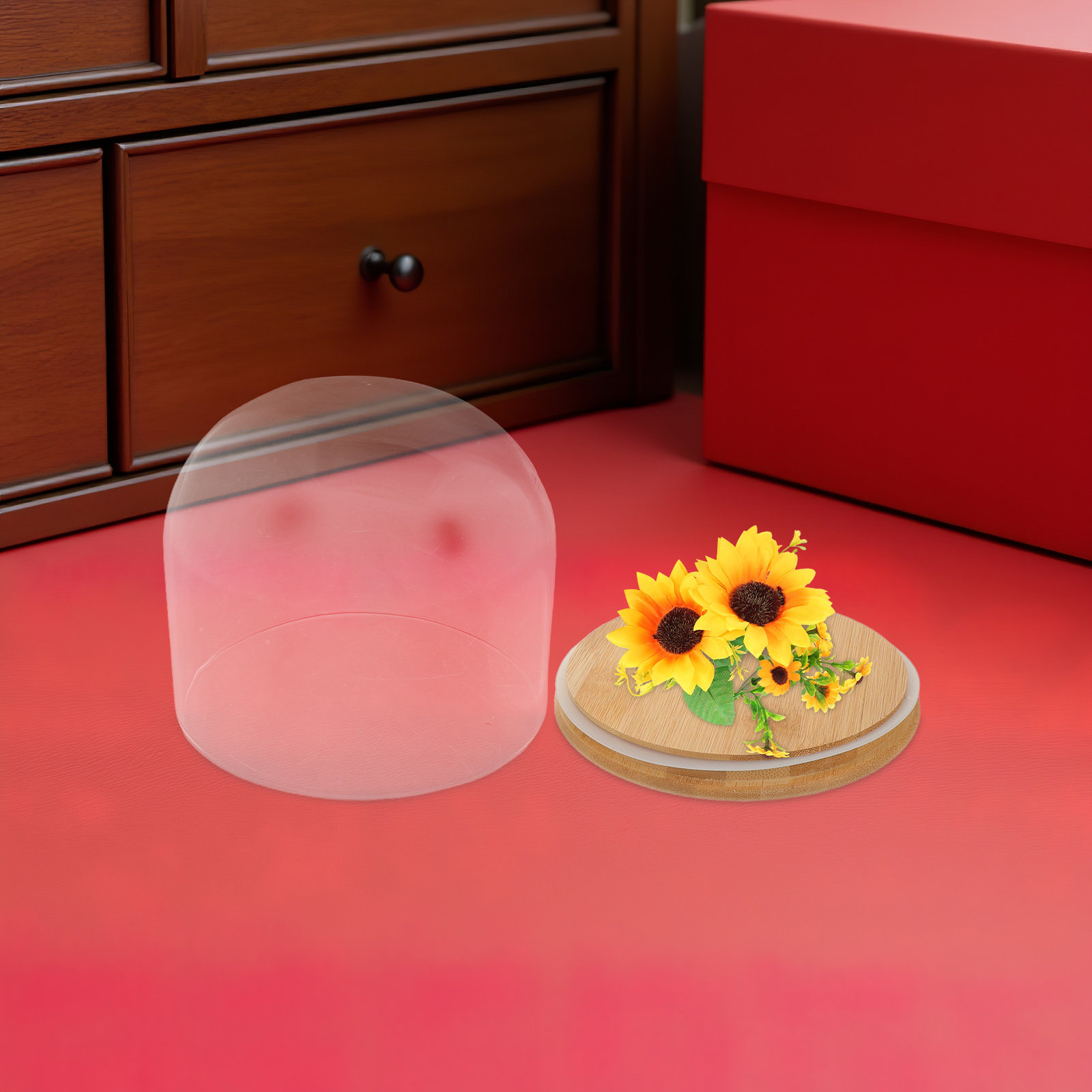 투명한 유리 돔형 덮개와 밀폐된 대나무 받침대가 함께  - Plastic Dome Clear 리뷰 및 가격
